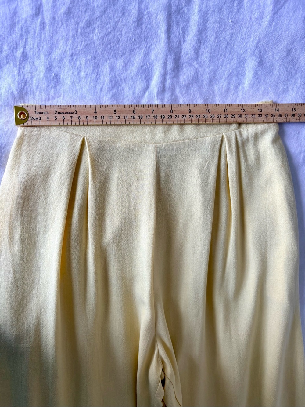 Sienna Sky Yellow Linen Blend Wide Leg Pants M Pull On Coastal Resort NWOT - Picture 4 of 13